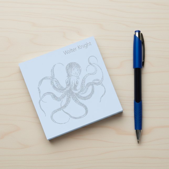Post-It Notes Personnalisés Pieuvre avec Nom Perso (Custom name octopus sticky notes.)