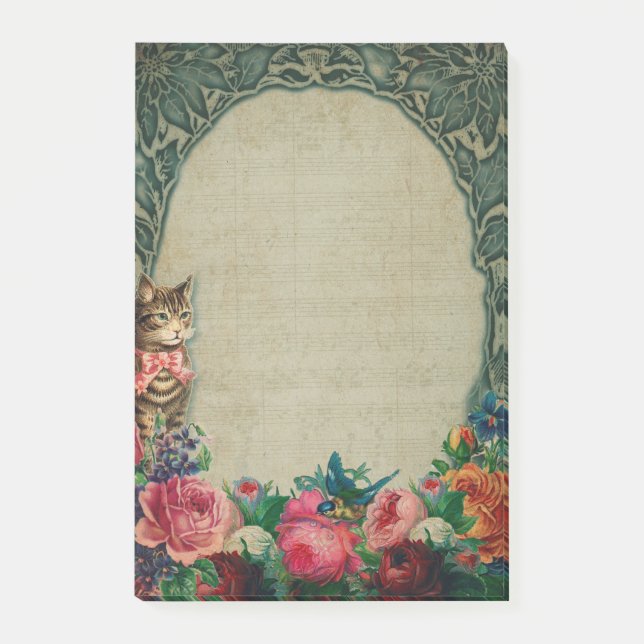 Post-it® Notes post-it pour chats et fleurs victoriens (Devant)