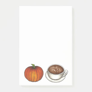 Post-it® Notes postales citrouilles sur le latte de café ép