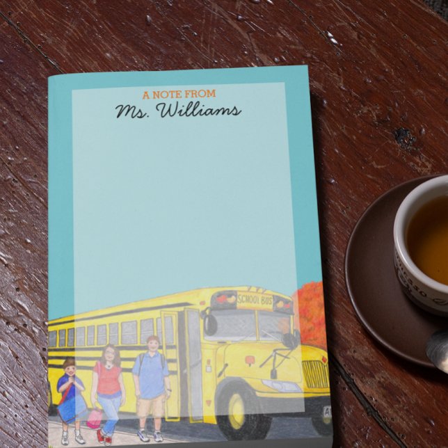 Post-it® Notes postales de l'enseignant personnalisé du bus (Créateur téléchargé)