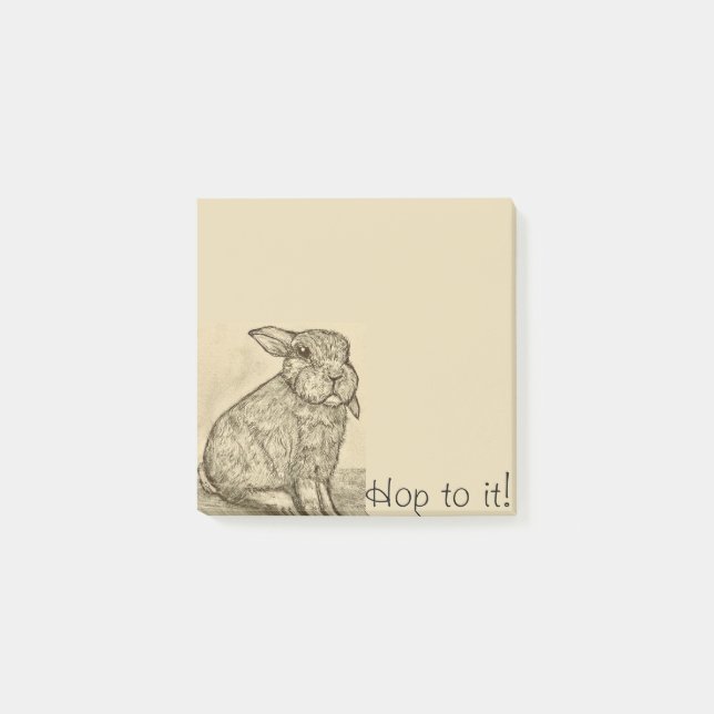 Post-it® Notes postales de Sepia Antique Bunny Rabbit (Devant)