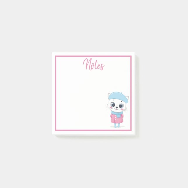 Post-it® Notes postales du chaton d'hiver blanc (Devant)