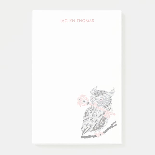 Post-it® Notes postales personnalisées de la Chouette à gra (Devant)