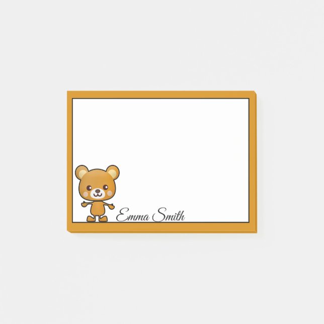Post-it® Notes postales personnalisées de l'ours Brown Kawa (Devant)