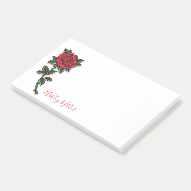 Post-it® Notes postales personnalisées Red Rose (Incliné)