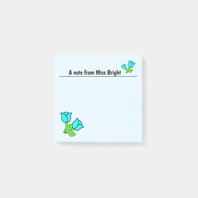Post-it® Notes postales Roses bleues (Devant)