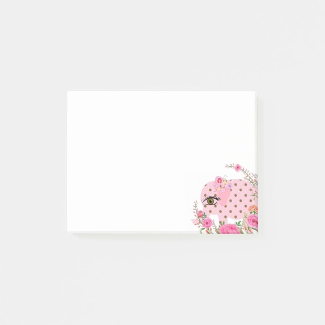 Post-it® Notes Publier Notes, Eléphant rose Floral (Devant)