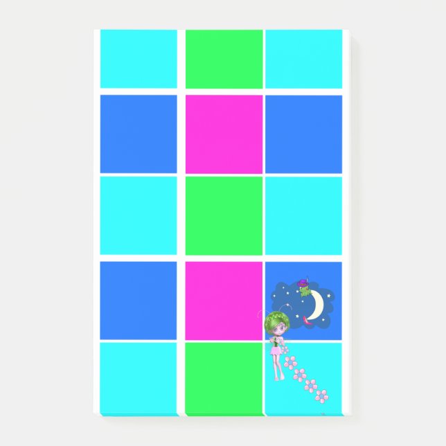 Post-it Notes Rose Clair Carré Bleu (Devant)