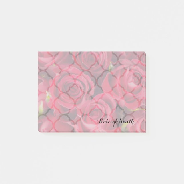 Post-It Notes Roses Rouges Personnalisés (Devant)