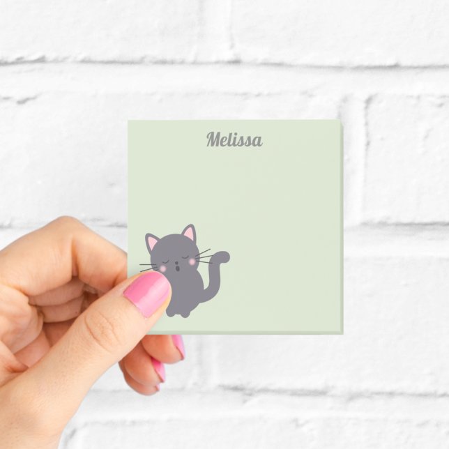 Post-It Notes Sage Chat Gris Endormi (Créateur téléchargé)