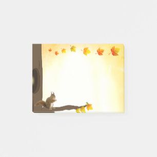 Post-it® Notes sur l'écureuil et les feuilles d'automne