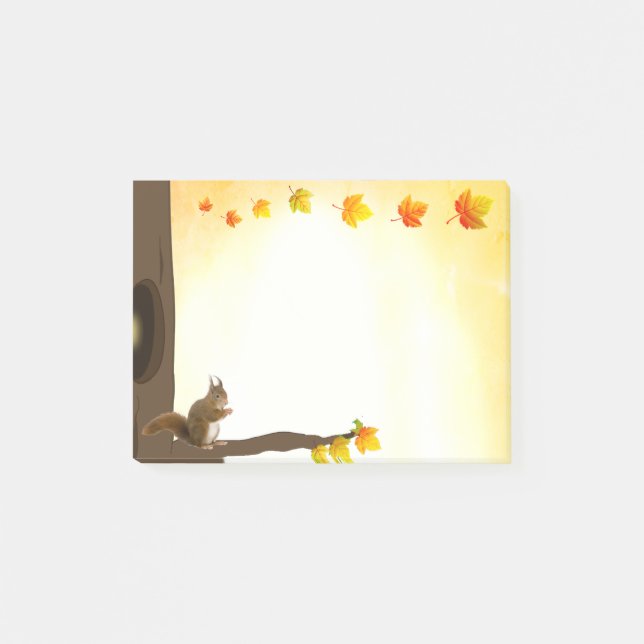 Post-it® Notes sur l'écureuil et les feuilles d'automne (Devant)