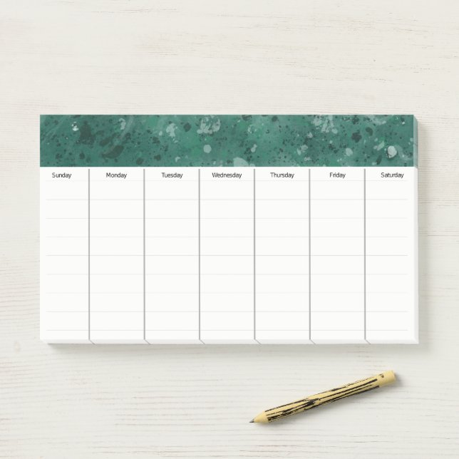 Post-it® Notes sur les grandes prévisions hebdomadaires (Sur un bureau)