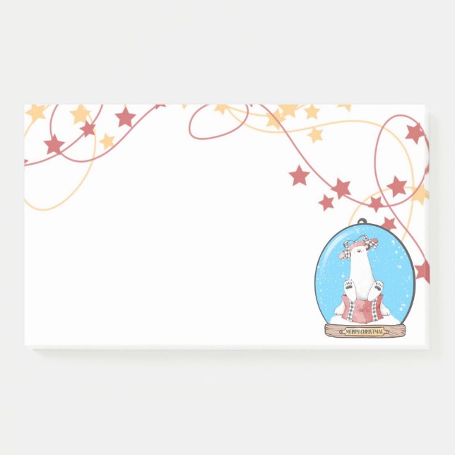 Post-it® Notes sur l'ours polaire de Noël du Globe des neig (Devant)