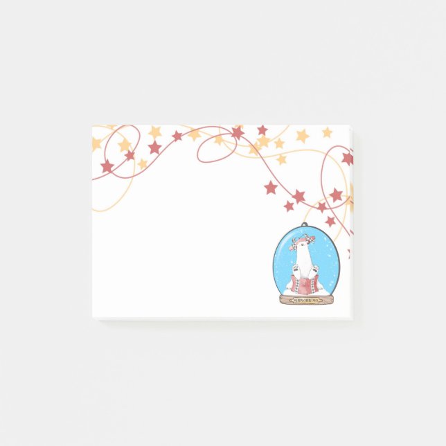 Post-it® Notes sur l'ours polaire de Noël du Globe des neig (Devant)