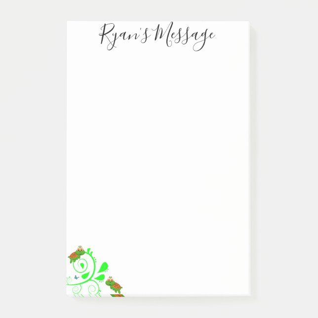 Post-it Notes Tortues Vertes Floral (Devant)