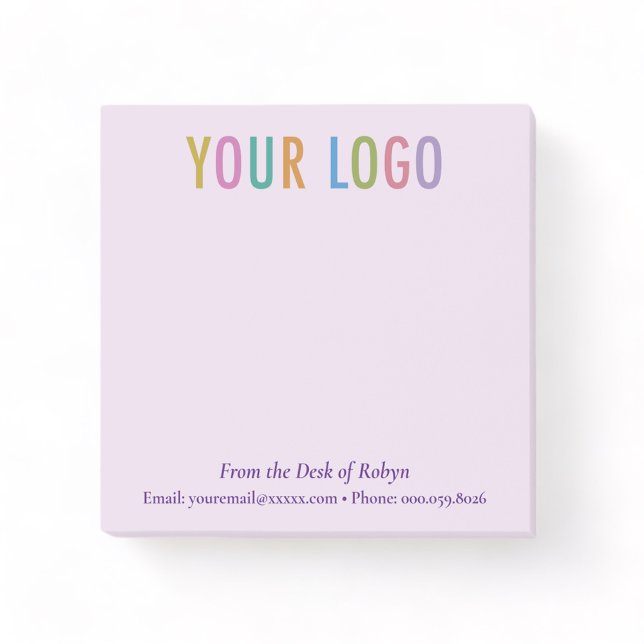 Post-it® Notes violettes logo personnalisé de la p (MISOOK Purple 3x3 From the Desk of Post it Notes with Logo)