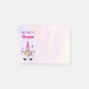 Post-it® N'oubliez pas de rêver une licorne rose mignonne