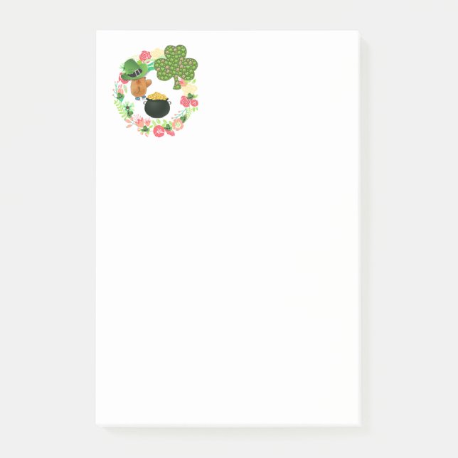 Post-it® Nounours de la Saint-Patrick en Post it Teddy Bear (Devant)