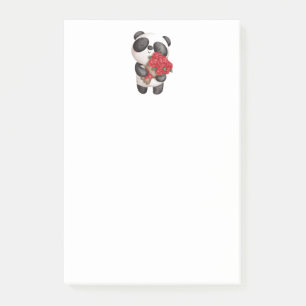 Post-it® Nounours Panda avec Bouquet de Roses