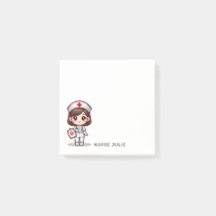 Post-it® Nourriture Manga mignonne avec cheveux Brown Yeux