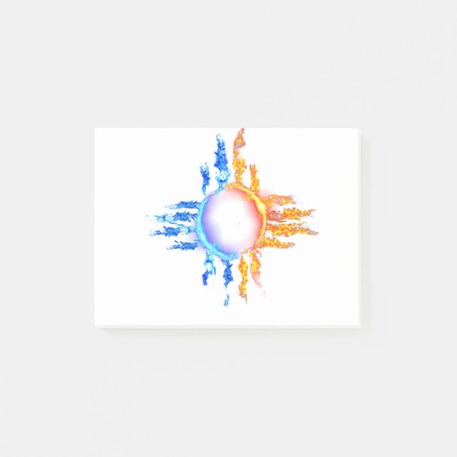 Post-it® Nouveau-Mexique Symbole Zia en flammes rouge et bl (Devant)