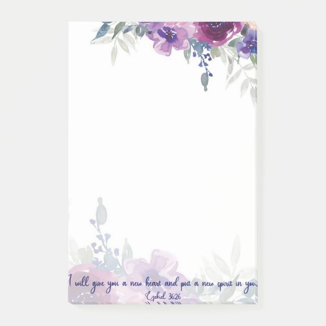 Post-it® Nouvelle écriture de cœur aquarelle florale  (Devant)
