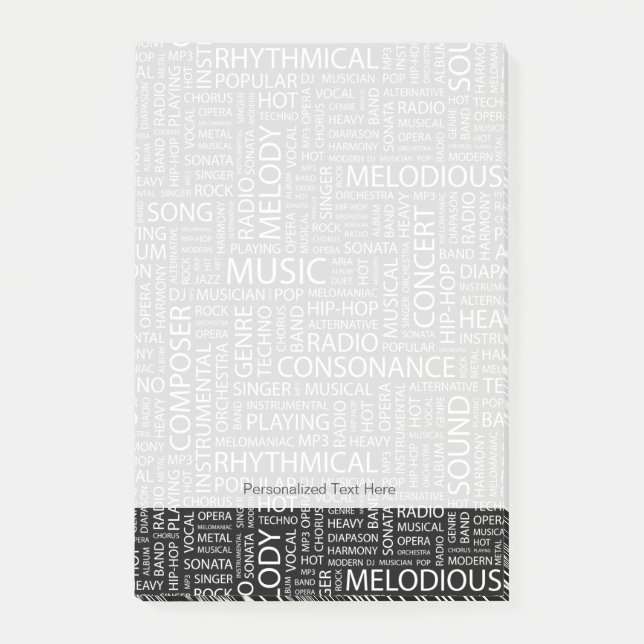 Post-it® Nuage de mots motif MUSIQUE (Devant)