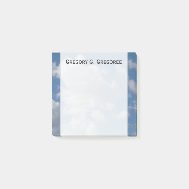 Post-it® Nuages blancs/gris et ciel bleu + Note nommée (Devant)