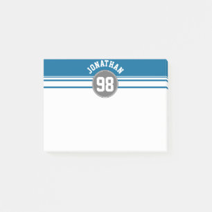 Post-it® Numéro de Sport Jersey Blue and Gray Stripes