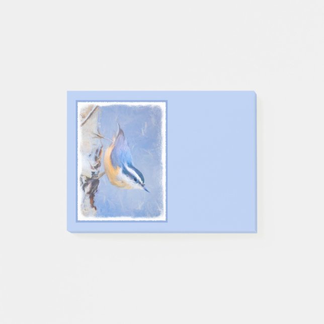 Post-it® Nuthatch à poitrine rouge Peinture d'art original  (Devant)