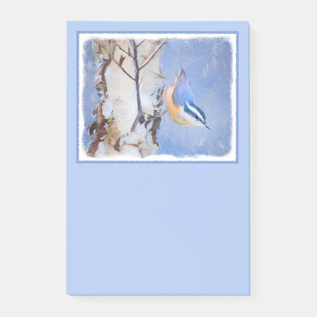 Post-it® Nuthatch à poitrine rouge Peinture d'art original  (Devant)
