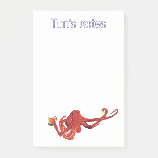 Post-it® Octopus Beer lover Personnalisé (Devant)