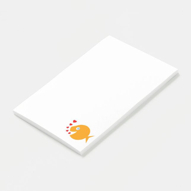 Post-it® Oeil bleu mou Whimsical Poisson d'or aux Coeurs (Incliné)