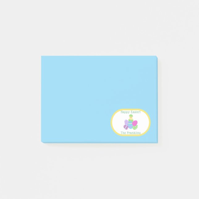 Post-it® Œufs de Pâques de Poussin et Papier Bleu Clair (Devant)