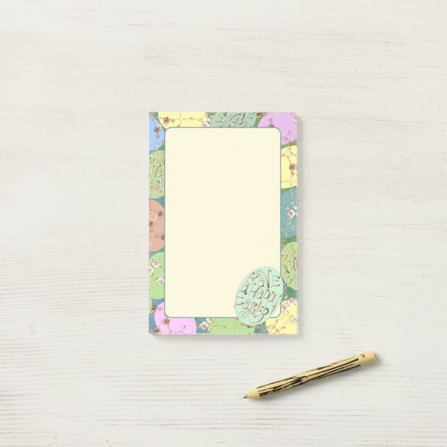 Post-it® OEufs Roses de Pâques Papeterie (Sur un bureau)