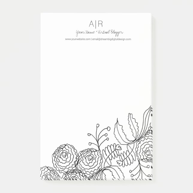 Post-it® OEuvre d'art de la ligne de fleurs florales (Devant)