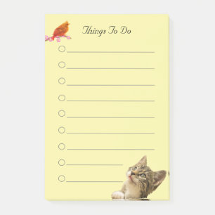 Post-it® Oiseau & Chat sur des Choses à Faire Jaunes 