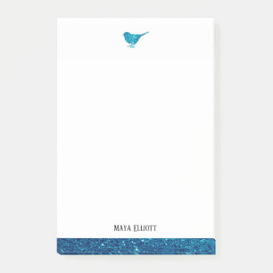 Post-it® Oiseau de Parties scintillant blanc et Turquoise F