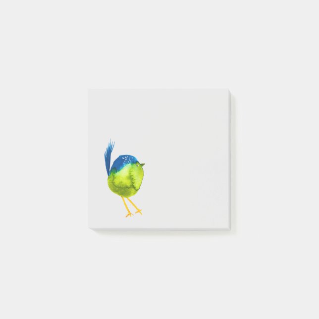 Post-it® Oiseau vert mignon (Devant)