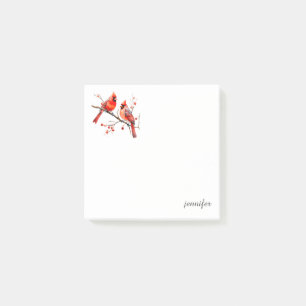 Post-it® Oiseaux cardinaux rouges sur la branche de l'Holly