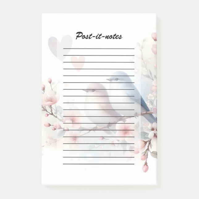 Post-it® Oiseaux d'amour de printemps Fleur de cerisier flo (Devant)