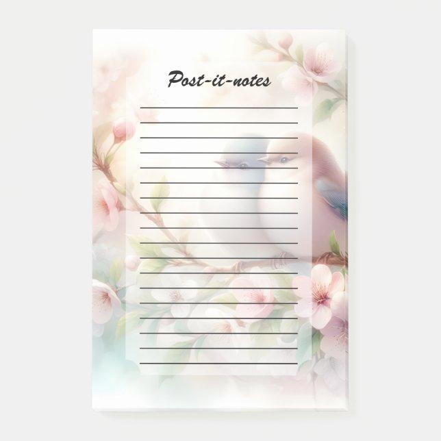 Post-it® Oiseaux d'amour de printemps Fleur de cerisier Flo (Devant)