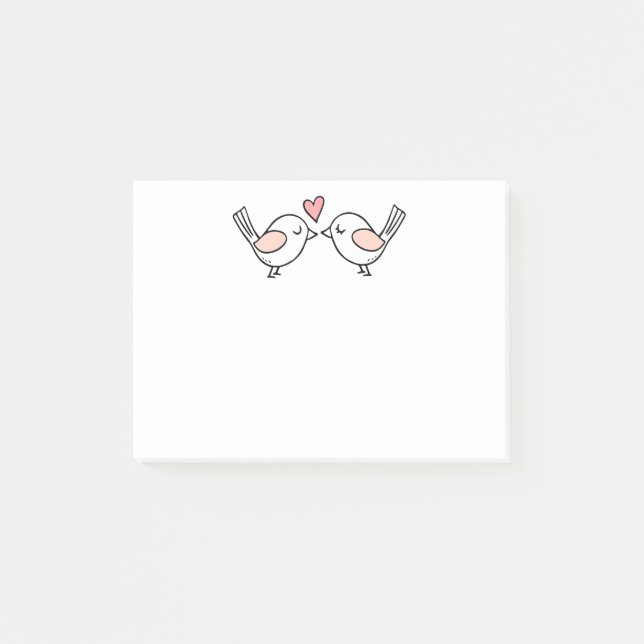 Post-it® Oiseaux d'amour mignons Rose Blanc Colombe de dess (Devant)