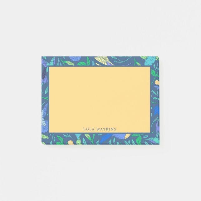 Post-it® Oiseaux et fleurs à périmètres Motif floral (Devant)