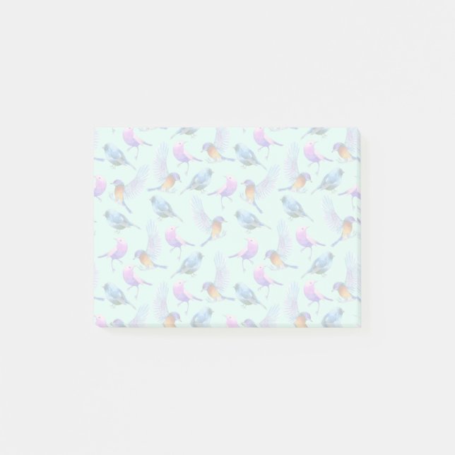 Post-it® Oiseaux exotiques sauvages Motif d'aquarelle (Devant)