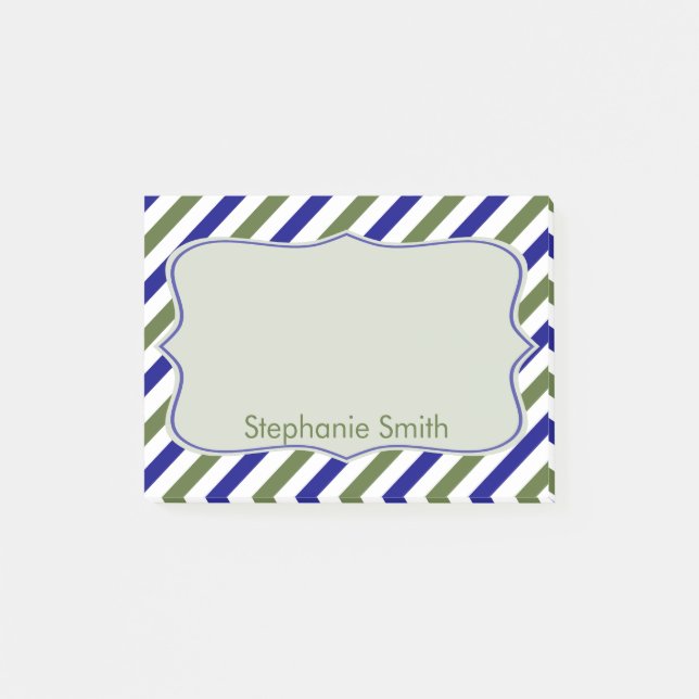 Post-it® Olive Green et bleu marine Motif Oblique (Devant)