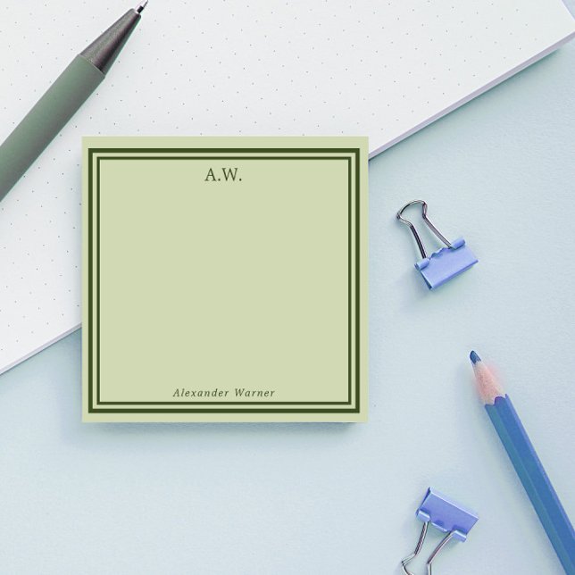 Post-it® Olive Green Monogramme (Créateur téléchargé)