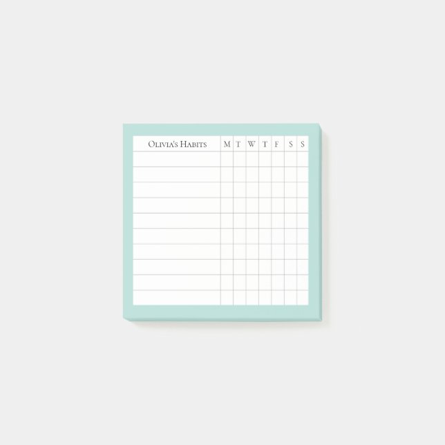 Post-it® Olivia Personalized Habit Tracker en Spa (Devant)