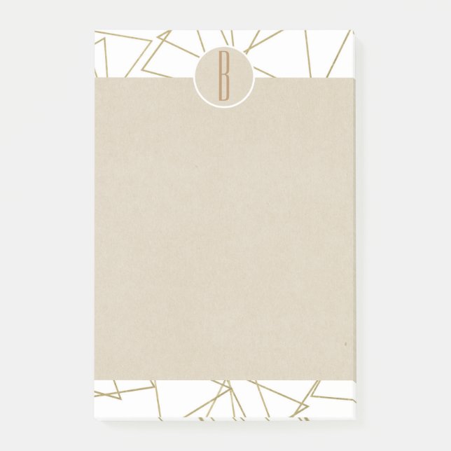Post-it® Or Blanc Géométrique Moderne Kraft Monogramme Rust (Devant)